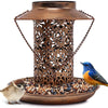 Solar Bird Feeder with LED Light - Durable Metal Design for Outdoor Enjoyment 0