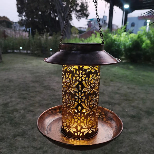 Solar Bird Feeder with LED Light - Durable Metal Design for Outdoor Enjoyment 4