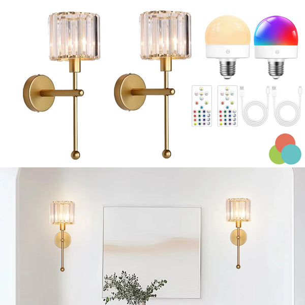 Wireless LED Wall Light with Crystal Shade - Rechargeable Lighting for Home Decor 6