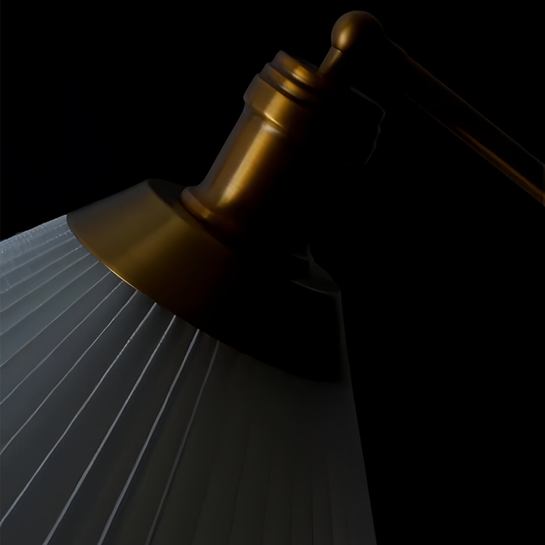 Floor Lamp Adjustable Swing Arm Retro Wood Base Fabric Shade Bedroom Reading Room Lamp