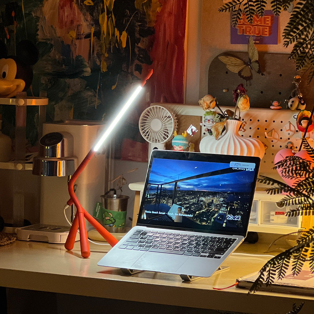Desk Lamp Three Legged LED Dimmable Touch USB-C Iron Aluminum Minimalist Study Office