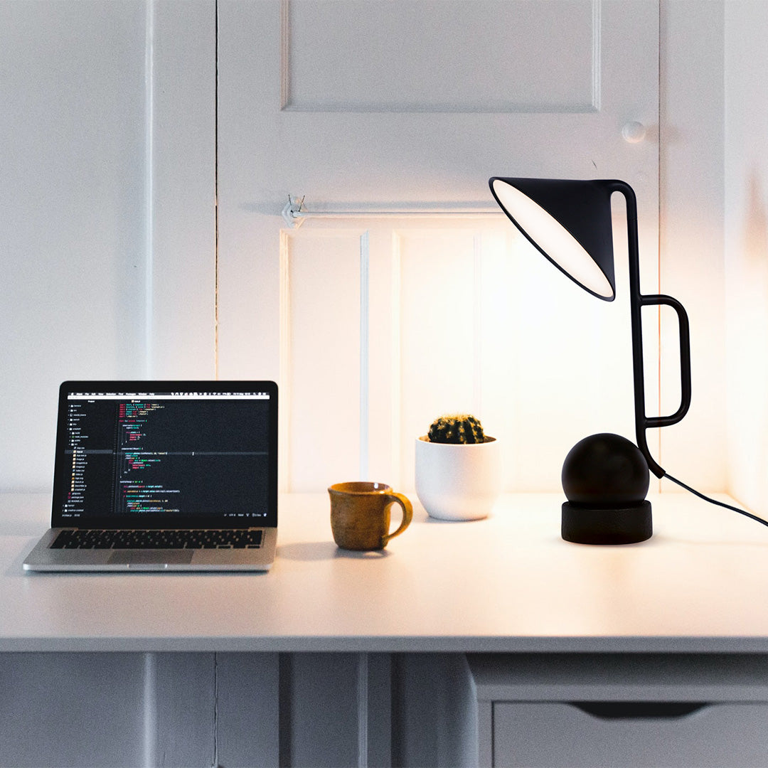 Desk Lamp Black Metal Industrial LED Dimmable USB-C Magnetic Adjustable Study Office
