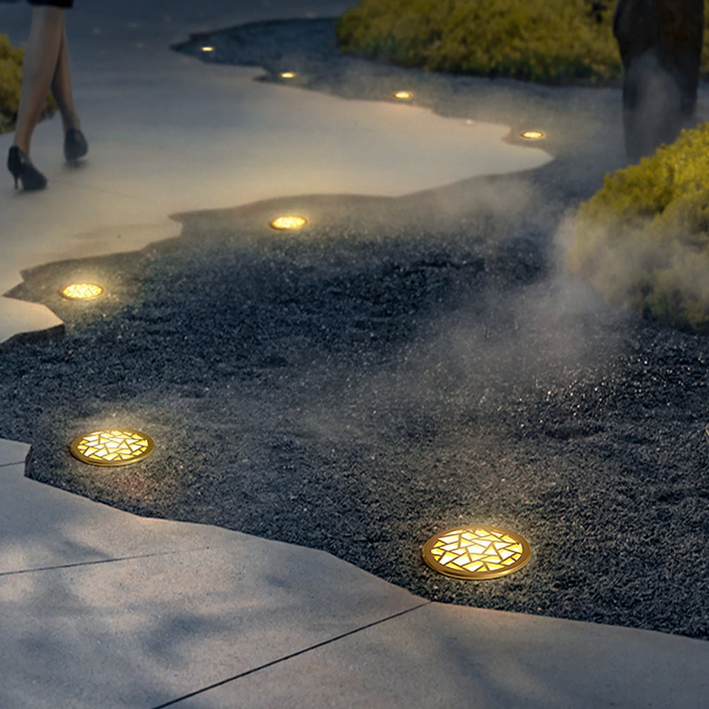 In Ground Light Decorative Pattern LED Waterproof Brass Recessed Garden Pathway Lighting