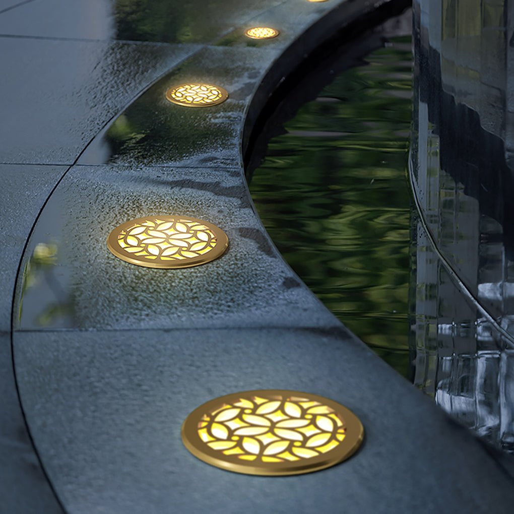 In Ground Light Decorative Pattern LED Waterproof Brass Recessed Garden Pathway Lighting