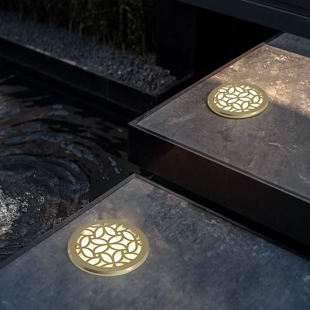 In Ground Light Decorative Pattern LED Waterproof Brass Recessed Garden Pathway Lighting