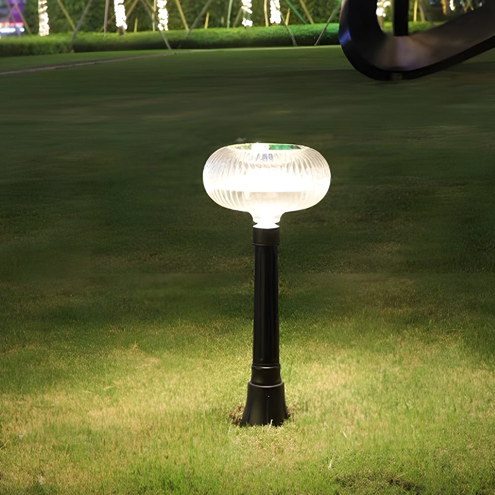 Solar Lawn Light Outdoor LED Aluminum Cylinder Oval Acrylic Shade Modern Garden Path
