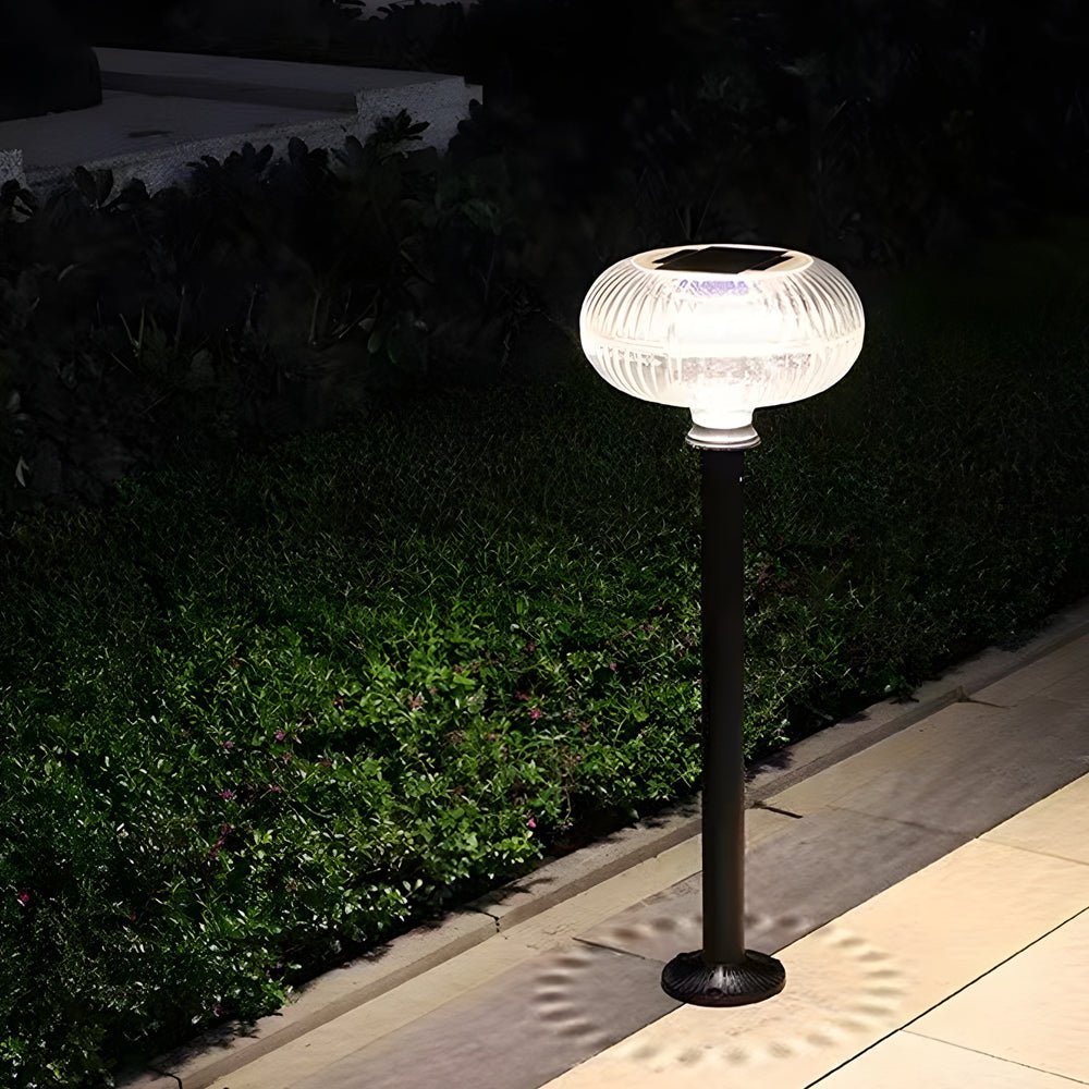Solar Lawn Light Outdoor LED Aluminum Cylinder Oval Acrylic Shade Modern Garden Path