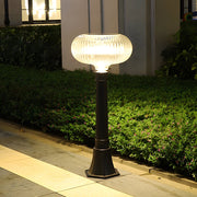 Solar Lawn Light Outdoor LED Aluminum Cylinder Oval Acrylic Shade Modern Garden Path