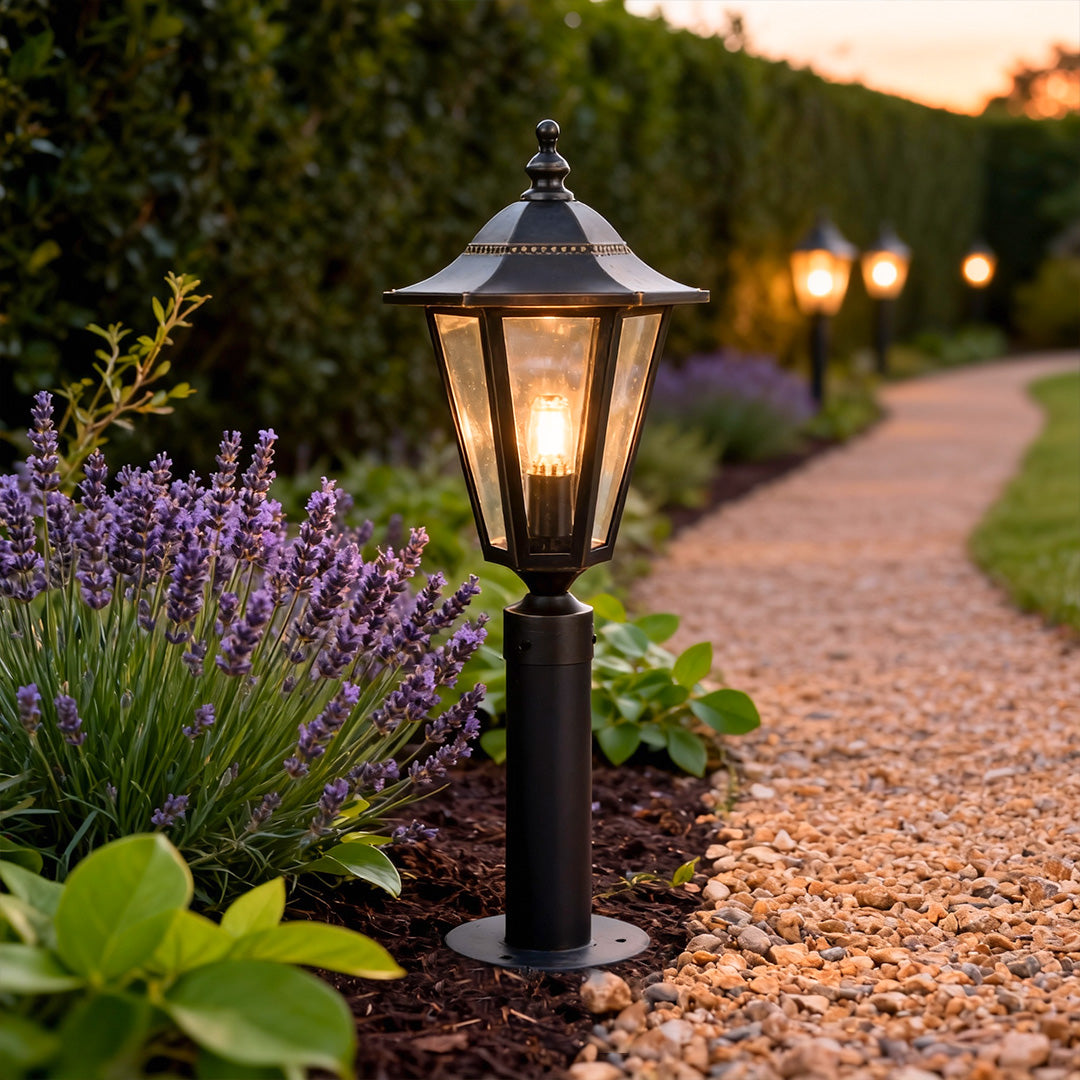 Outdoor LED Path Light Black Copper Glass 28 Inch Waterproof