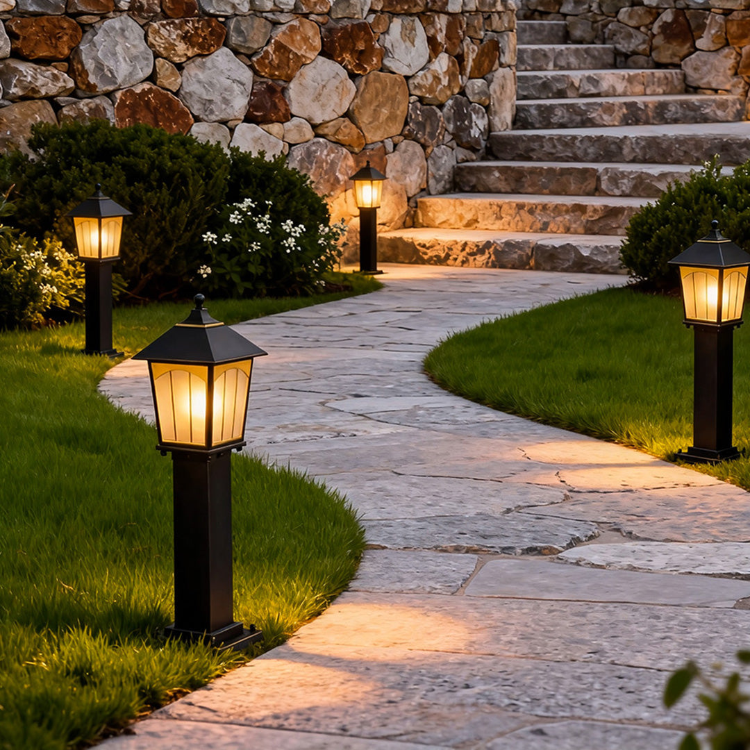 Outdoor LED Path Light Black Copper Glass 26 Inch Waterproof