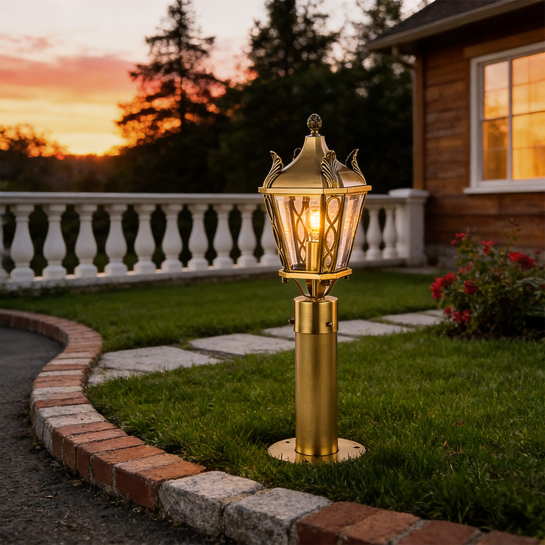 Brass Outdoor Pathway Lights Waterproof European Style Garden Landscape Light