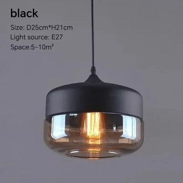 Nordic Wood Glass Pendant Light – Modern Hanging Lamp