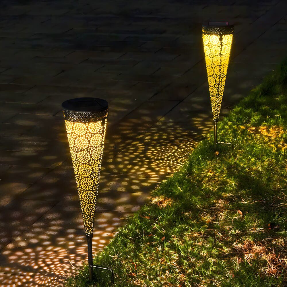 Pathway Light Solar LED Decorative Waterproof Metal Garden Stake Lighting 2 Pack