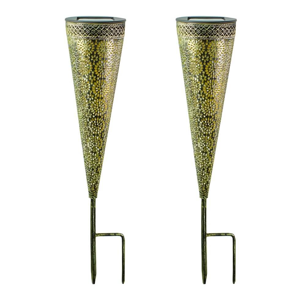 Pathway Light Solar LED Decorative Waterproof Metal Garden Stake Lighting 2 Pack
