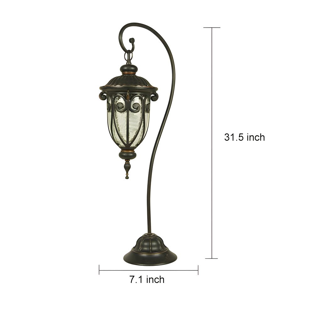 Outdoor Hanging Lantern Arched Floor Lamp European Style Aluminum Glass Garden Patio