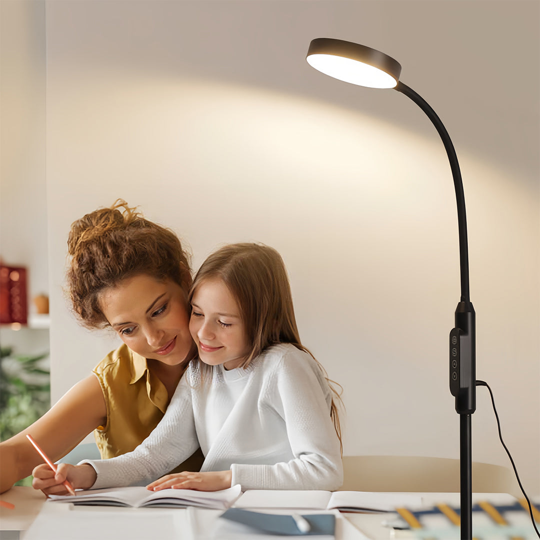 Floor Lamp LED Reading Light Dimmable Touch Remote Control Iron Modern Bedroom Office