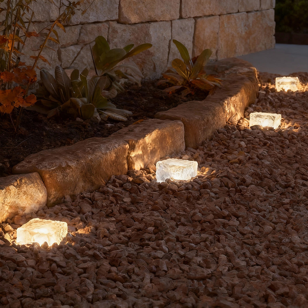 Outdoor LED Solar Ice Cube Step Light Crystal Color Changing Waterproof Garden Light