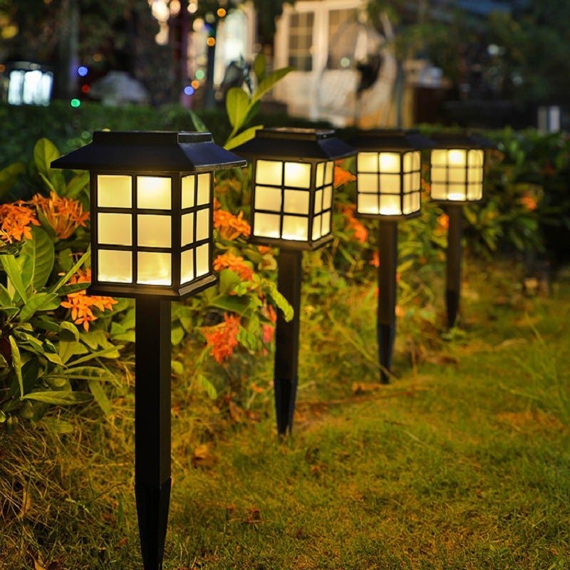 Solar Garden Stake Lights Set of 2 Black LED Geometric Outdoor Path Lighting Waterproof