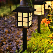 Solar Garden Stake Lights Set of 2 Black LED Geometric Outdoor Path Lighting Waterproof