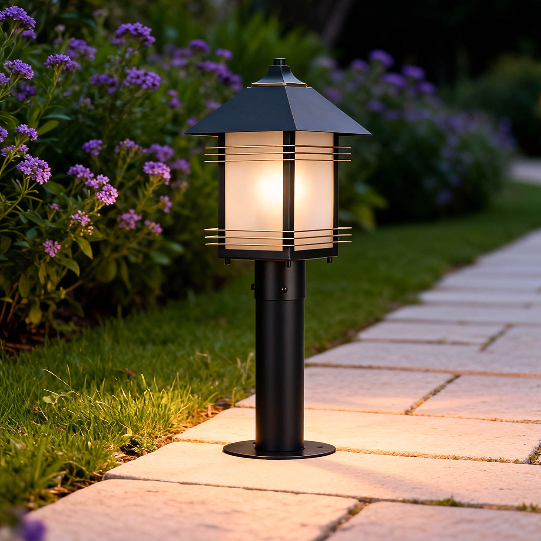 Outdoor LED Path Light Black Copper Glass 24 Inch Waterproof