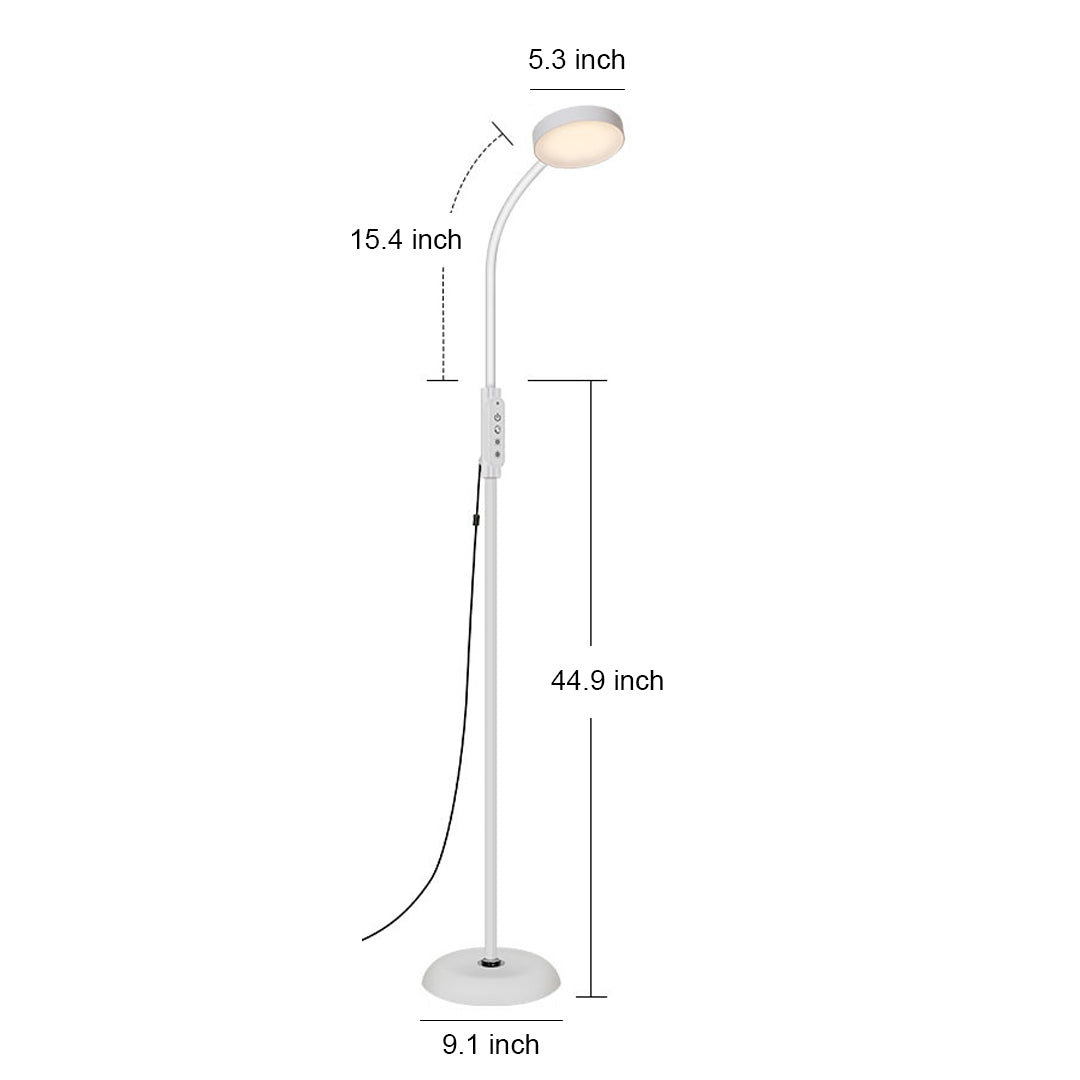 Floor Lamp LED Reading Light Dimmable Touch Remote Control Iron Modern Bedroom Office