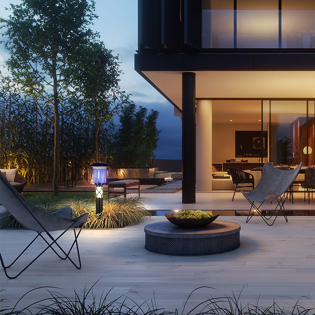 Solar Mosquito Killer Lamp Outdoor Garden Light Bug Zapper Waterproof Stainless Steel Courtyard