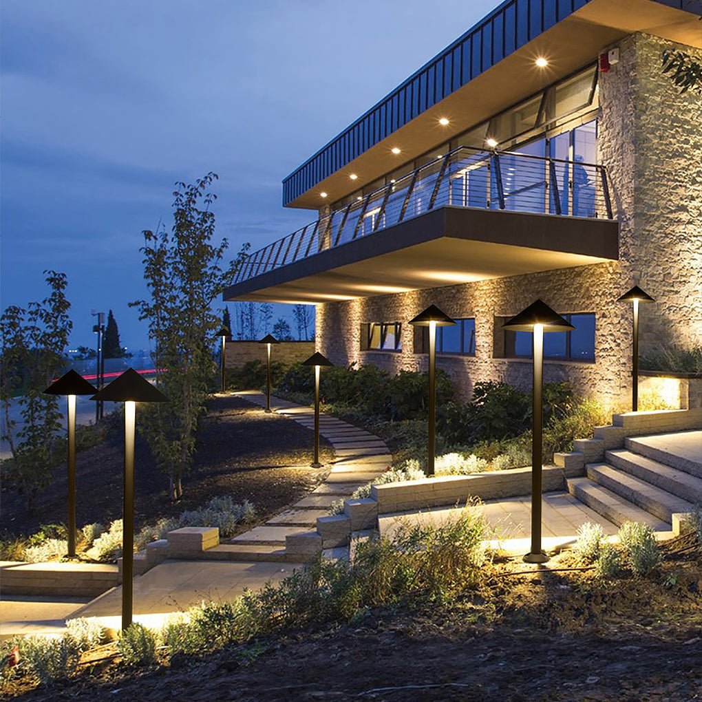 Outdoor LED Post Light Aluminum Glass Minimalist Modern Garden Pathway Courtyard Lamp