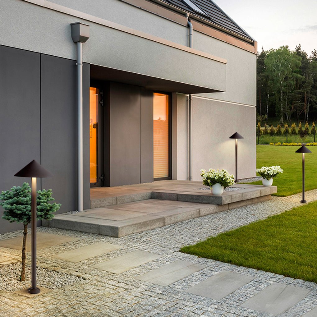 Outdoor LED Post Light Aluminum Glass Minimalist Modern Garden Pathway Courtyard Lamp