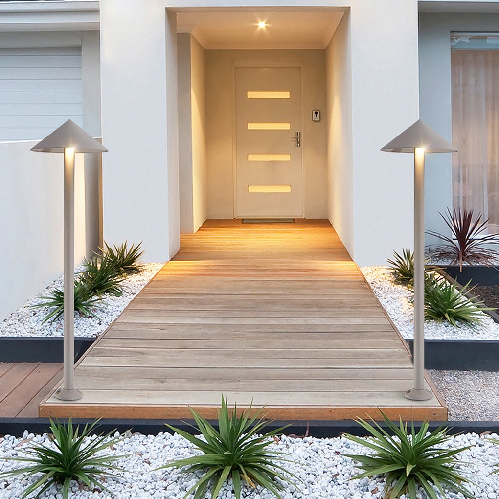 Outdoor LED Post Light Aluminum Glass Minimalist Modern Garden Pathway Courtyard Lamp