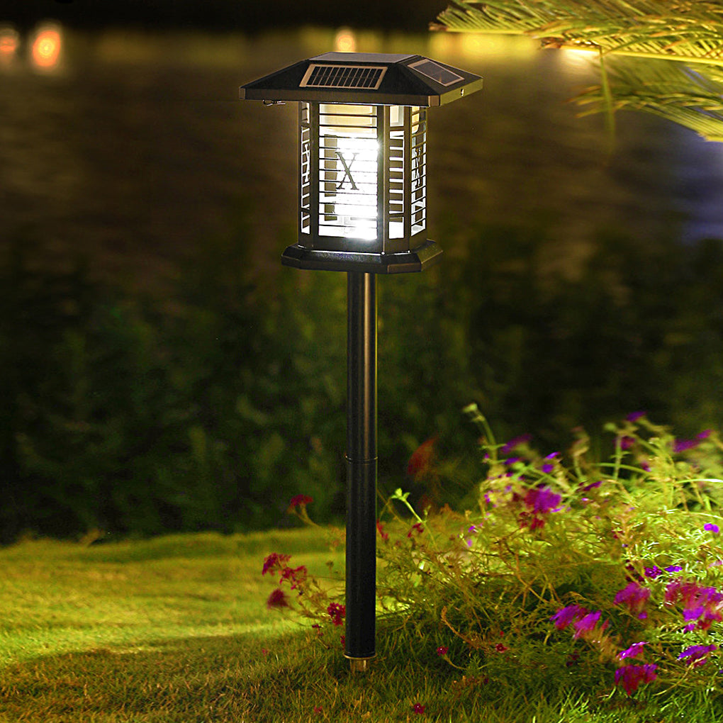 Solar Mosquito Repellent Light Outdoor Bug Zapper LED Garden Patio Metal Stake Lamp