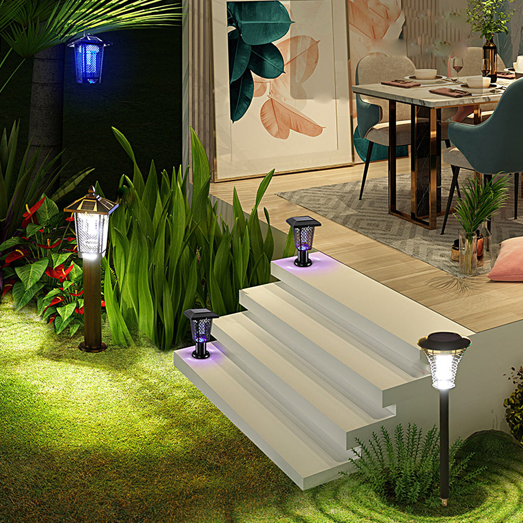 Solar Mosquito Repellent Light Outdoor Bug Zapper LED Garden Patio Metal Stake Lamp