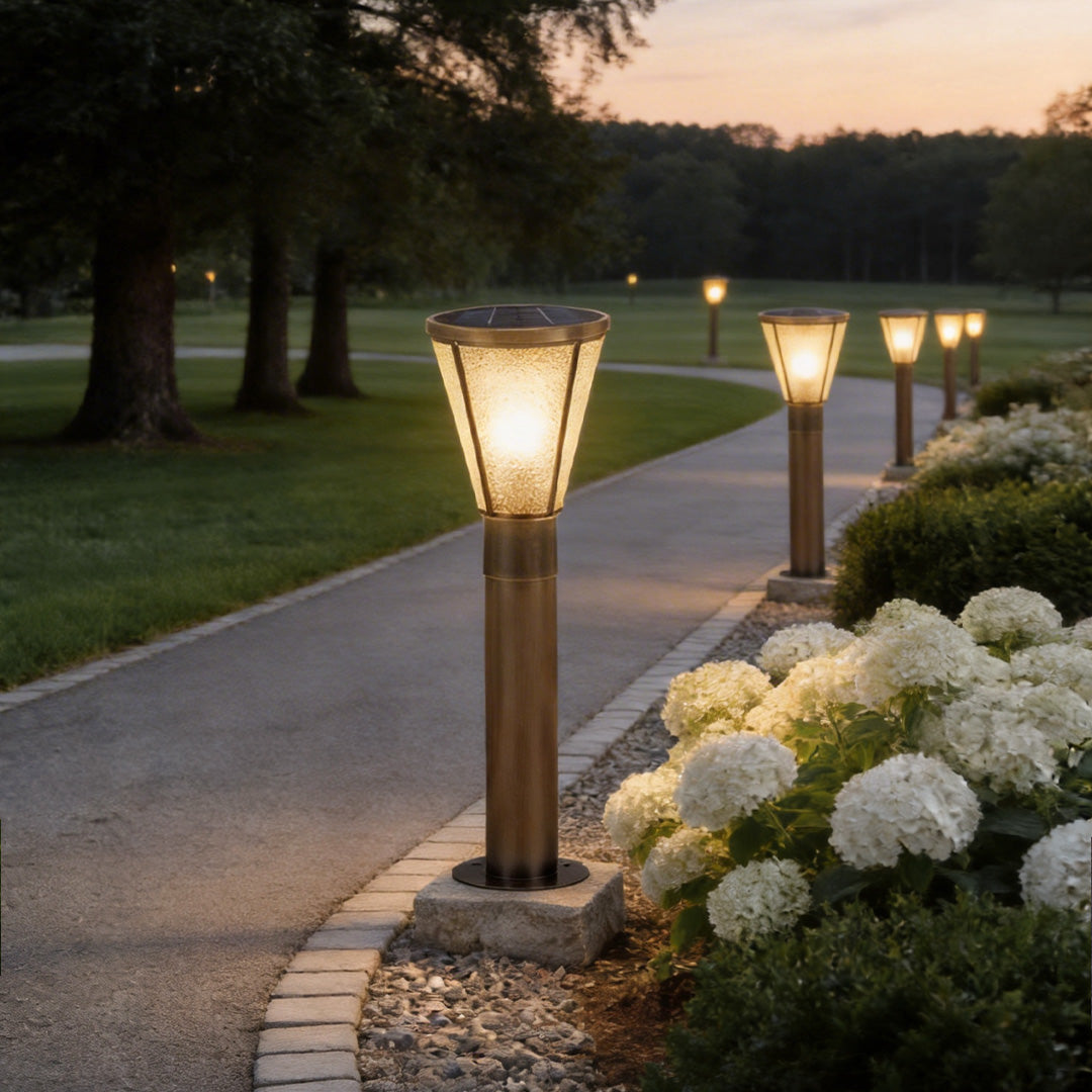 Outdoor LED Path Light Antique Copper Glass 28 Inch Waterproof