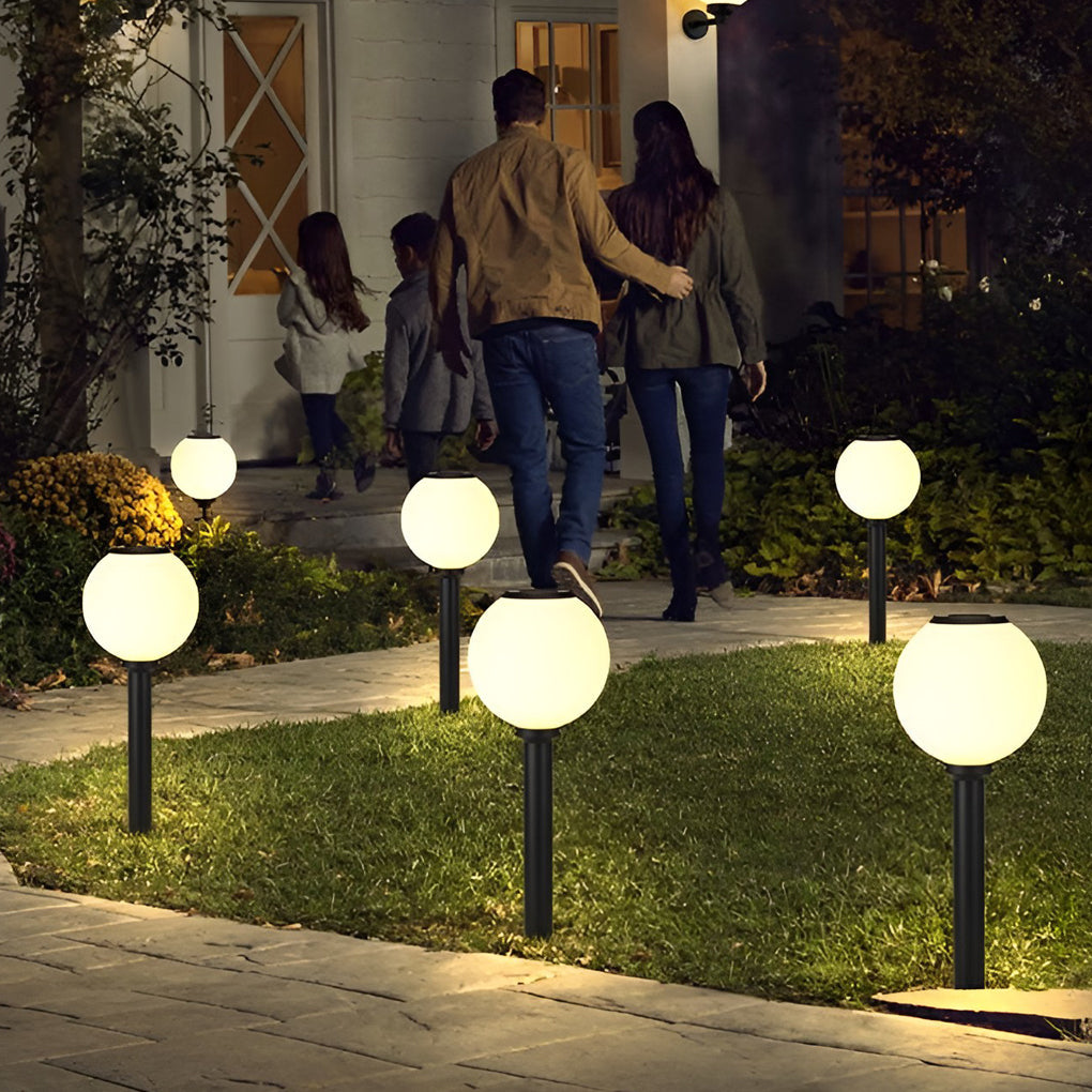 Solar Globe Ball Pathway Lights Outdoor LED Aluminum Garden Stake Dimmable Porch Lamp