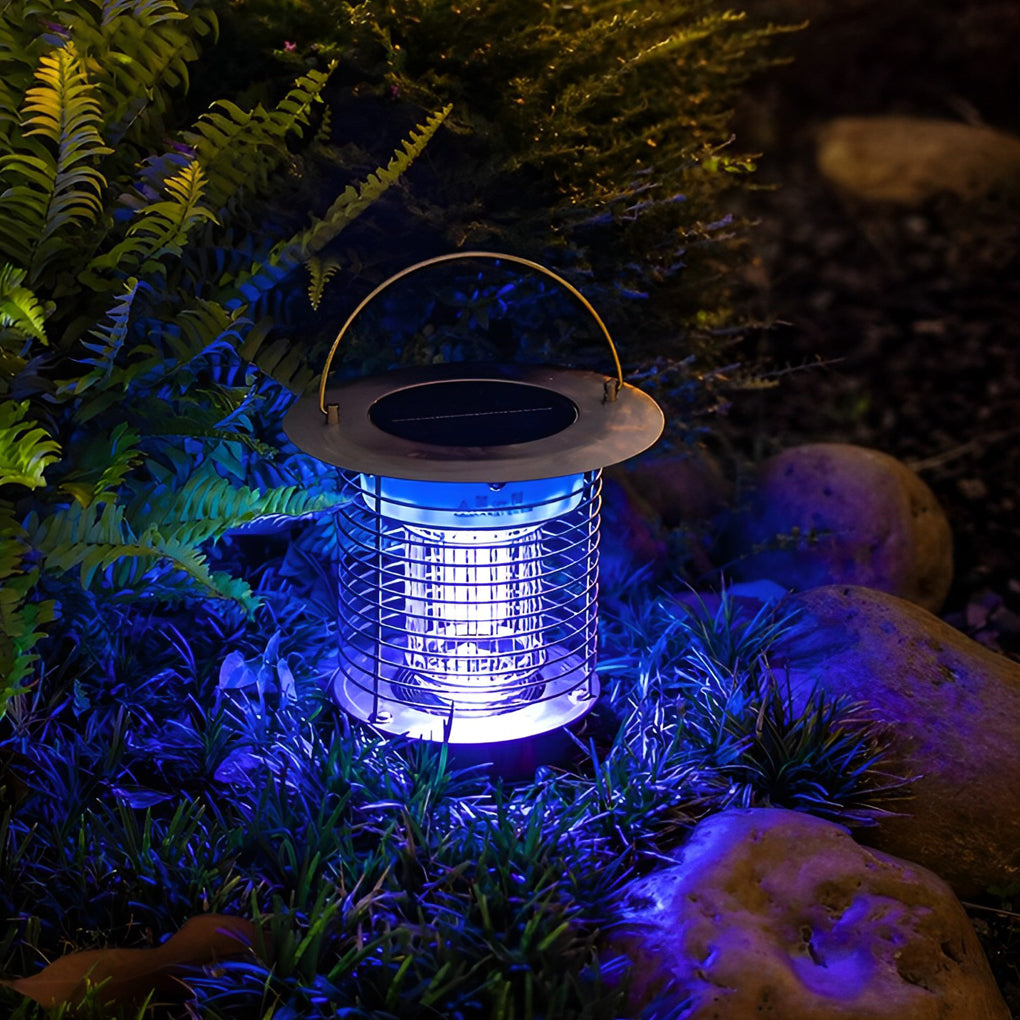 Solar Bug Zapper Outdoor UV LED Mosquito Repellent Stainless Steel Garden Patio Lamp