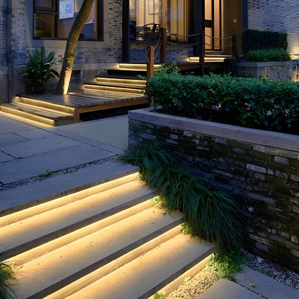Outdoor LED Stair Light Strip Silicone Flexible Waterproof 24V Linear Step Lighting