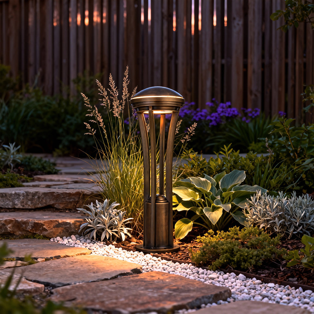 Outdoor LED Path Light Antique Copper Glass 29 Inch IP55 Weather Resistant