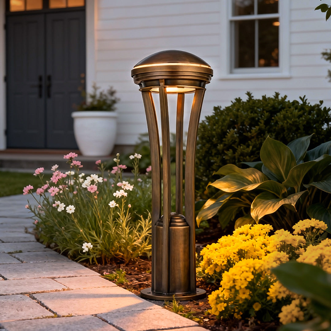 Outdoor LED Path Light Antique Copper Glass 29 Inch IP55 Weather Resistant