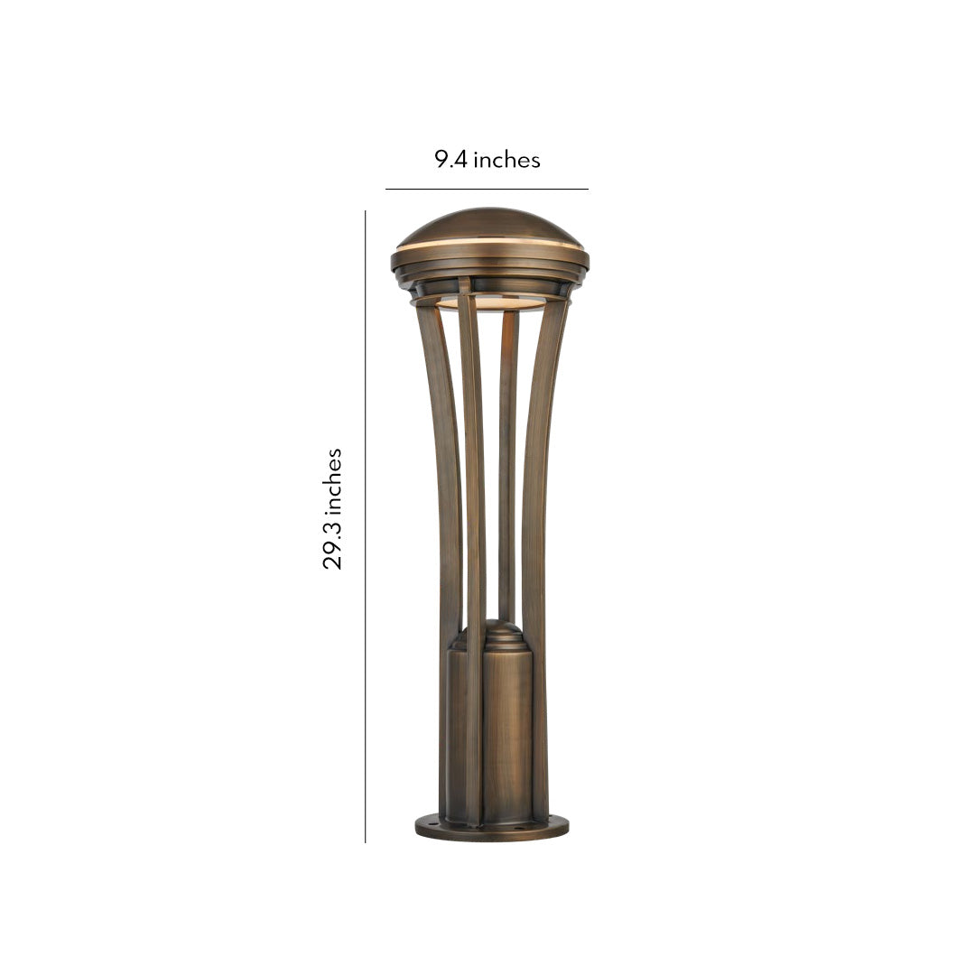 Outdoor LED Path Light Antique Copper Glass 29 Inch IP55 Weather Resistant