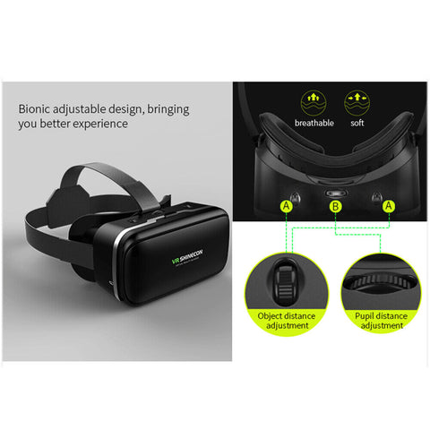 VR Headset Goggles, 360° Experience, 3D Virtual Reality