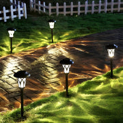 Solar Lawn Stake Lights Outdoor LED Stainless Steel Glass Retro Warm White Garden Path