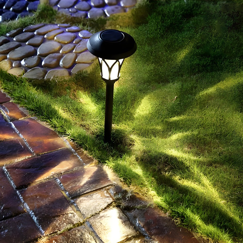 Solar Lawn Stake Lights Outdoor LED Stainless Steel Glass Retro Warm White Garden Path