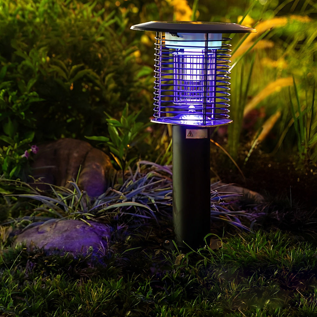 Solar Bug Zapper Outdoor UV LED Mosquito Repellent Stainless Steel Garden Patio Lamp