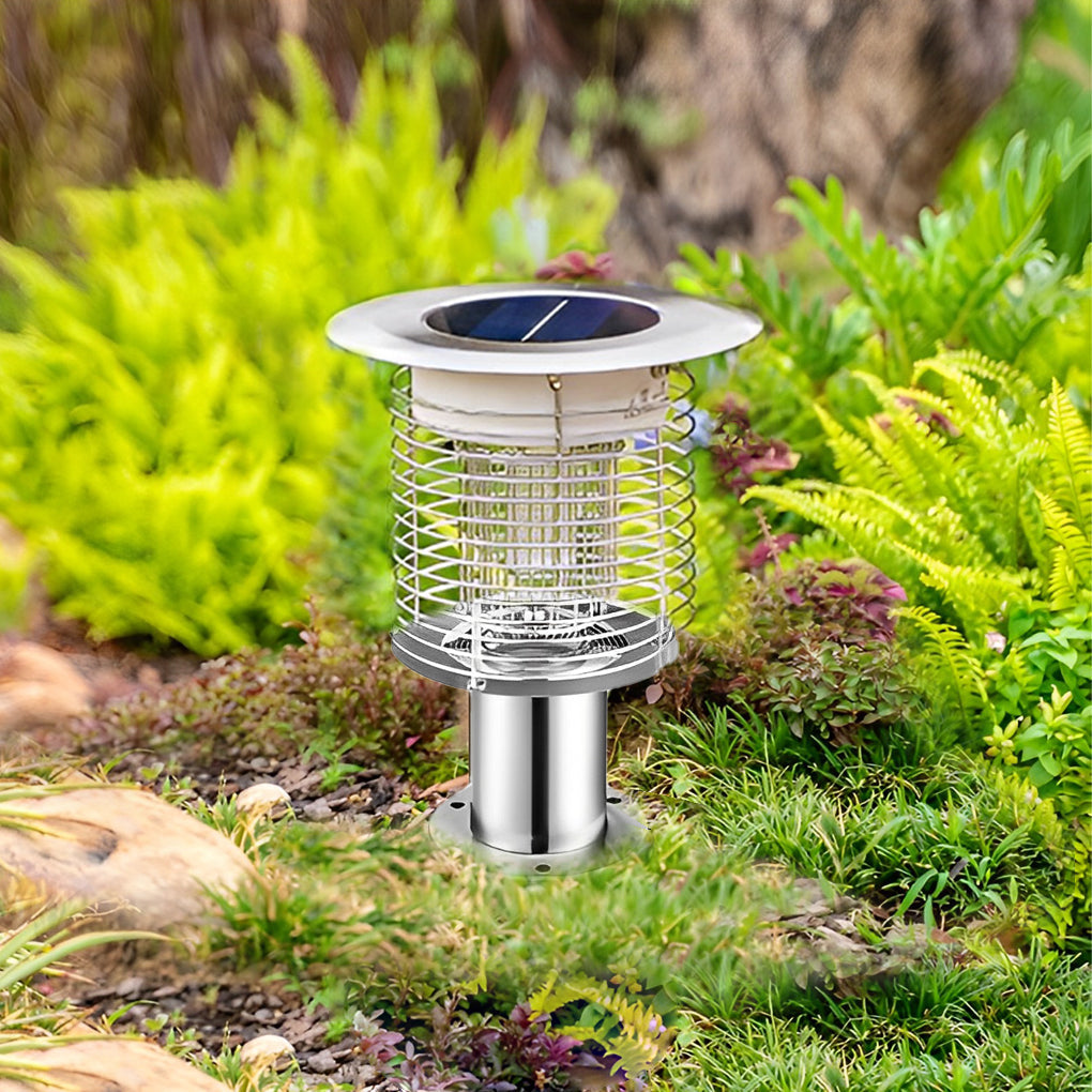 Solar Bug Zapper Outdoor UV LED Mosquito Repellent Stainless Steel Garden Patio Lamp