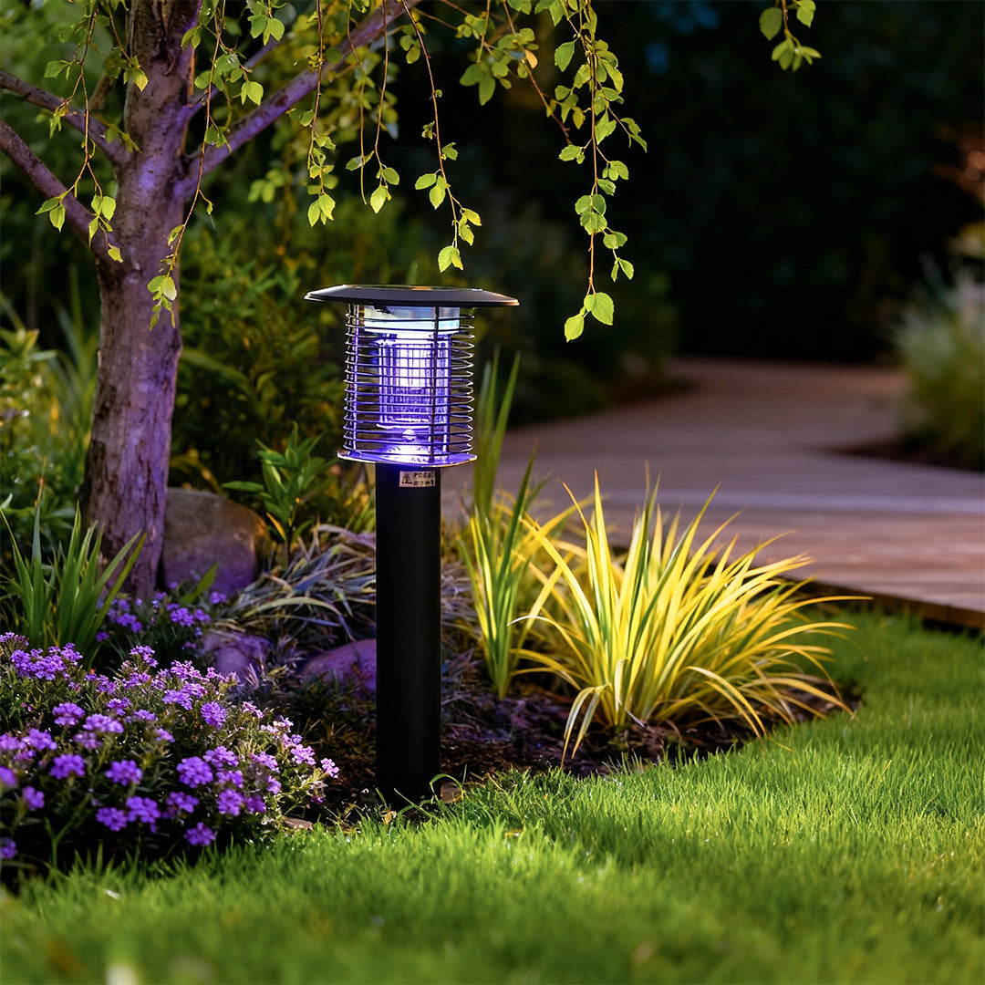 Solar Bug Zapper Outdoor UV LED Mosquito Repellent Stainless Steel Garden Patio Lamp