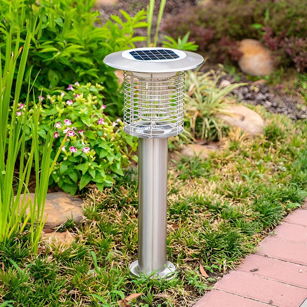 Solar Bug Zapper Outdoor UV LED Mosquito Repellent Stainless Steel Garden Patio Lamp