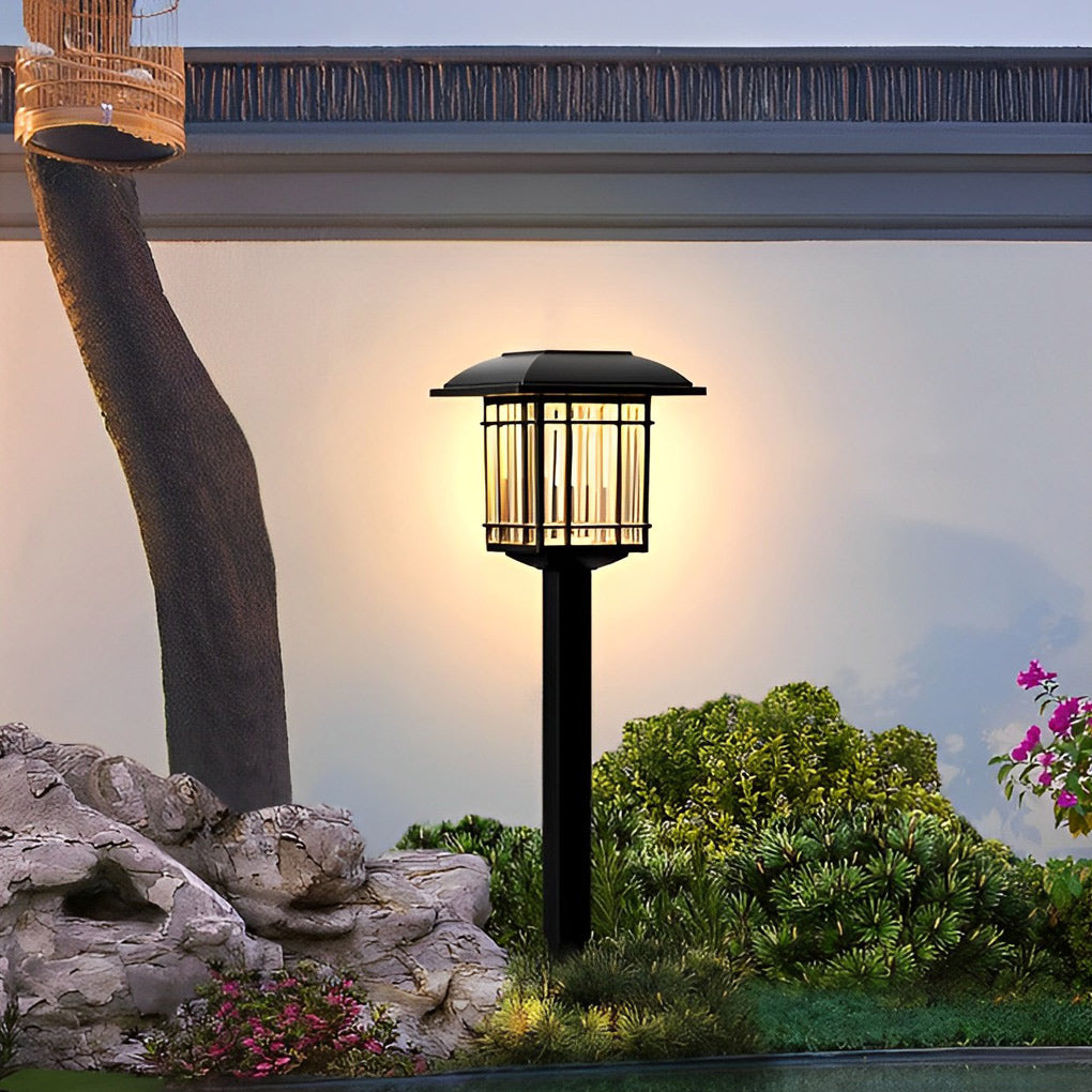Solar Lawn Lights Set of 2 Vintage Square ABS Dusk to Dawn Outdoor Garden Pathway Lamp