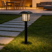 Solar Lawn Lights Set of 2 Vintage Square ABS Dusk to Dawn Outdoor Garden Pathway Lamp