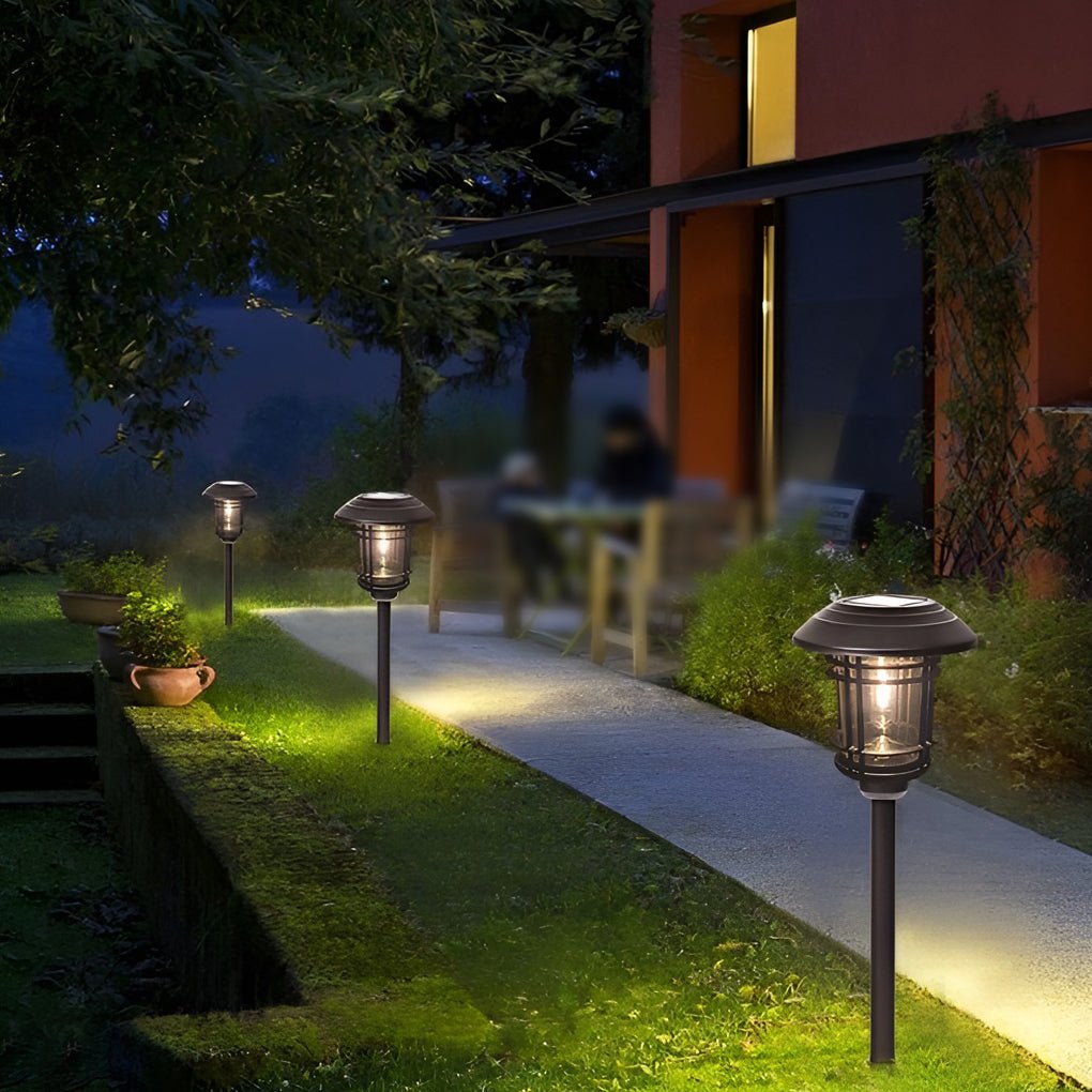Solar Pathway Lights Outdoor Stainless Steel Glass LED Garden Stake Lights Warm White