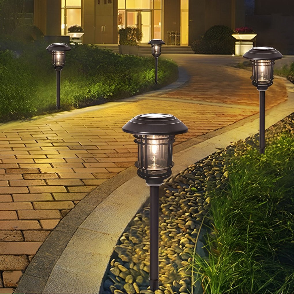 Solar Pathway Lights Outdoor Stainless Steel Glass LED Garden Stake Lights Warm White