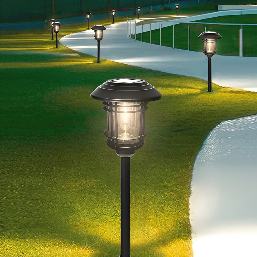 Solar Pathway Lights Outdoor Stainless Steel Glass LED Garden Stake Lights Warm White
